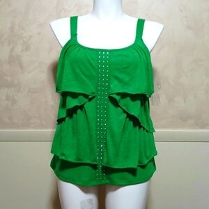 Lena Tank Top Green w/embellished Size Large